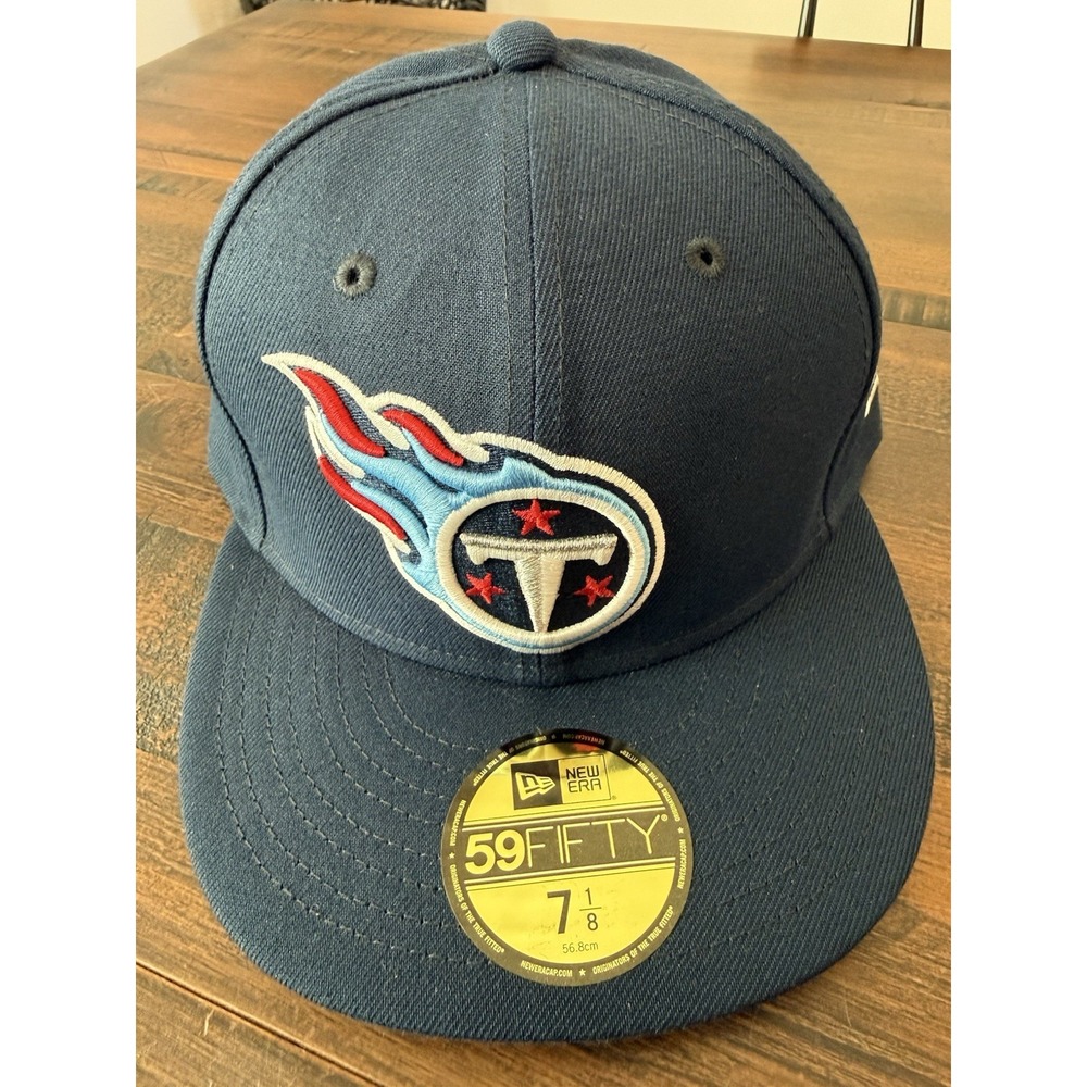 Men's New Era Tennessee Titans 59FIFTY Hat Size 7 1/8 Navy Blue NWT Fitted $50